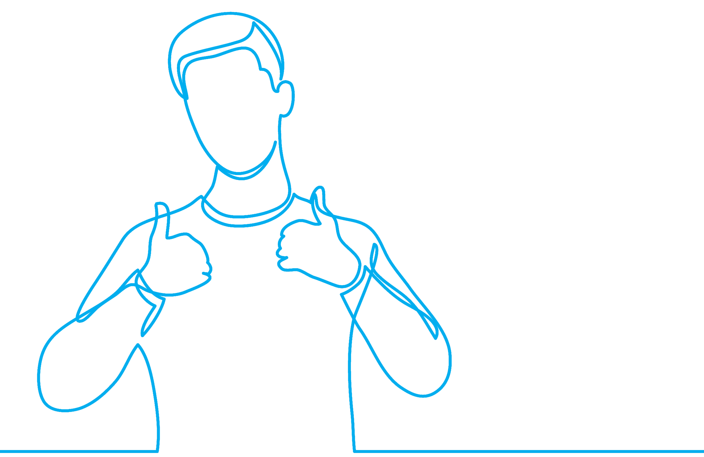 thumbs up bluQube line drawing